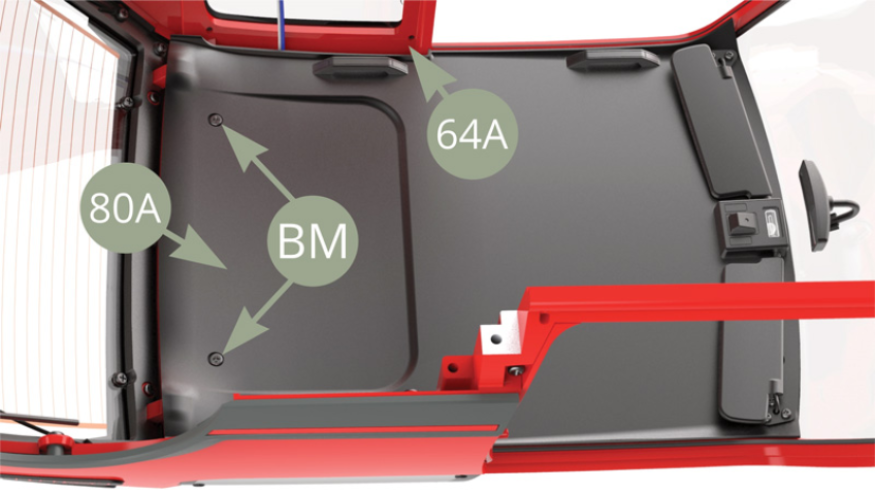 Fix rear area of 80A Ceiling panel to 64A Bodywork with two more BM screws.