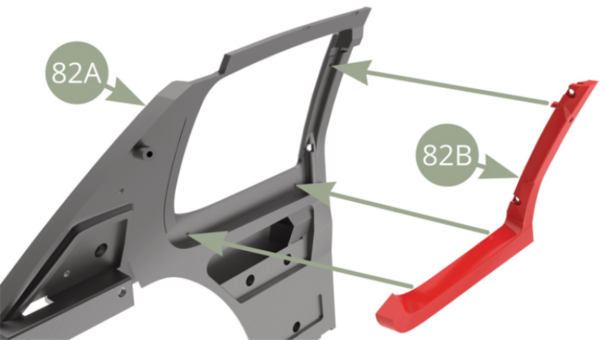 Fit 82B Windowsill frame to 82A Interior left panel.