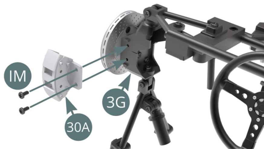 Den linken Bremssattel 30A auf den Nabenträger 3G setzen und mit zwei IM-Schrauben befestigen. 