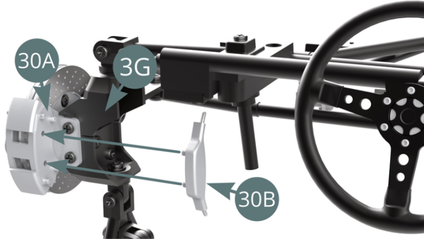 Die Kolbenabdeckung 30B auf den linken Bremssattel 30A setzen.