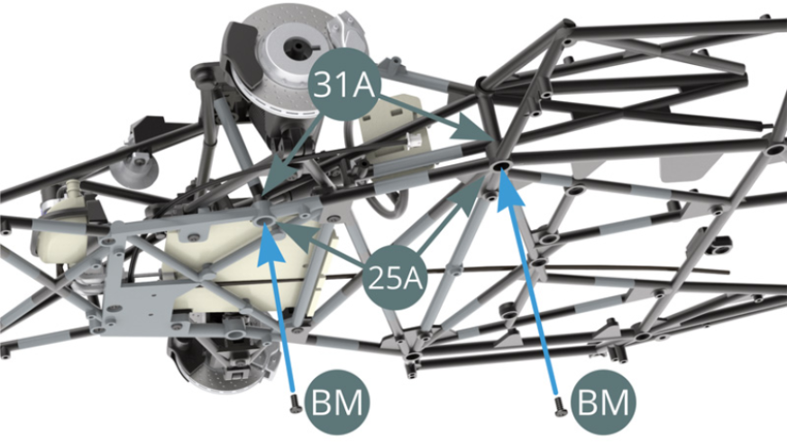 Fixer le châssis 31A sur le châssis inférieur 25A avec deux vis BM.