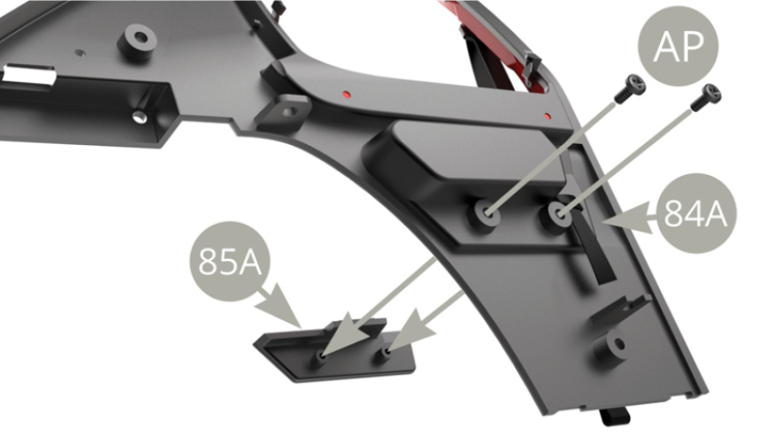 Fit 85A Ash tray panel to 84A Interior right panel and fix with two AP screws.