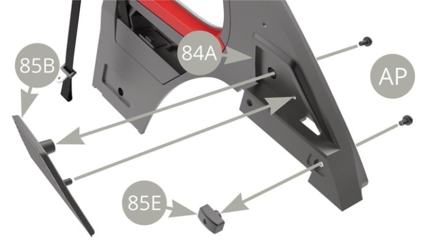 Positionner la grille 85B et le support 85E sur le panneau intérieur droit 84A et les fixer avec une vis AP.