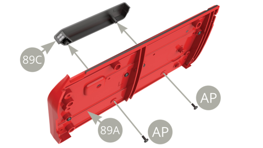 Befestigen Sie 89D (Verriegelungsknopf) an 89A (Innenverkleidung Tür links).