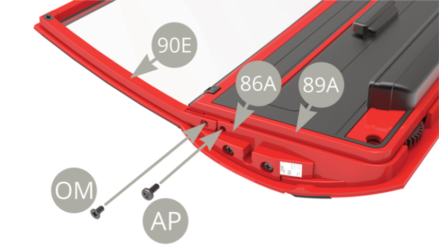 Fix 86A Left door to 89A Left door inner panel with AP screw . Fix the other end of 90E Plank to 86A Left door with OM screw.