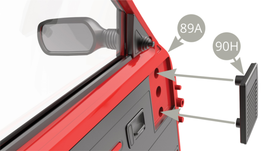 Positionner le haut-parleur sur le panneau d’habillage 89A. 