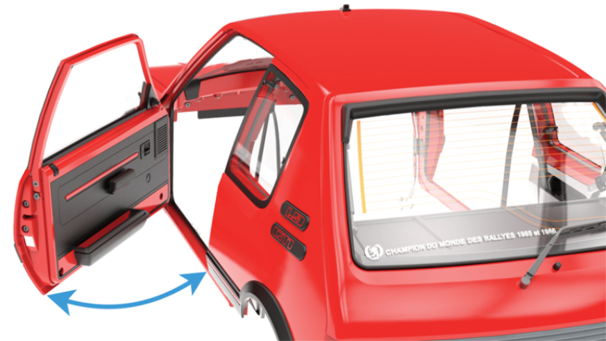 Fixer la charnière 87G sur la carrosserie 64A avec une vis FM.