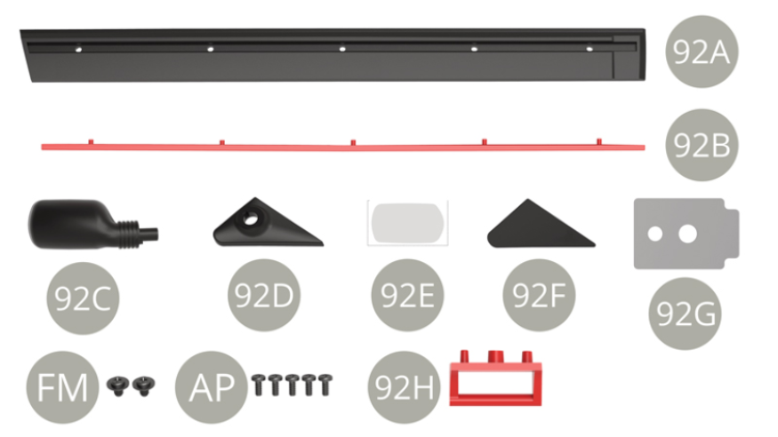 92F Cache92G Ressort à lame 92H Charnière de portière AP Vis M 1,7 x 4 mm (x 5)FM Vis M 2,3 x 3 x 5,5 mm (x 2)