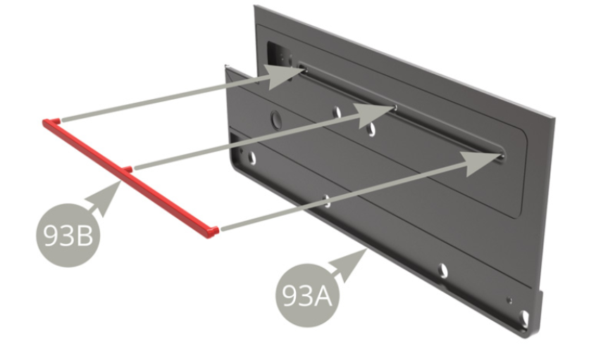 Positionner la baguette 93B sur la garniture de portière 93A. 