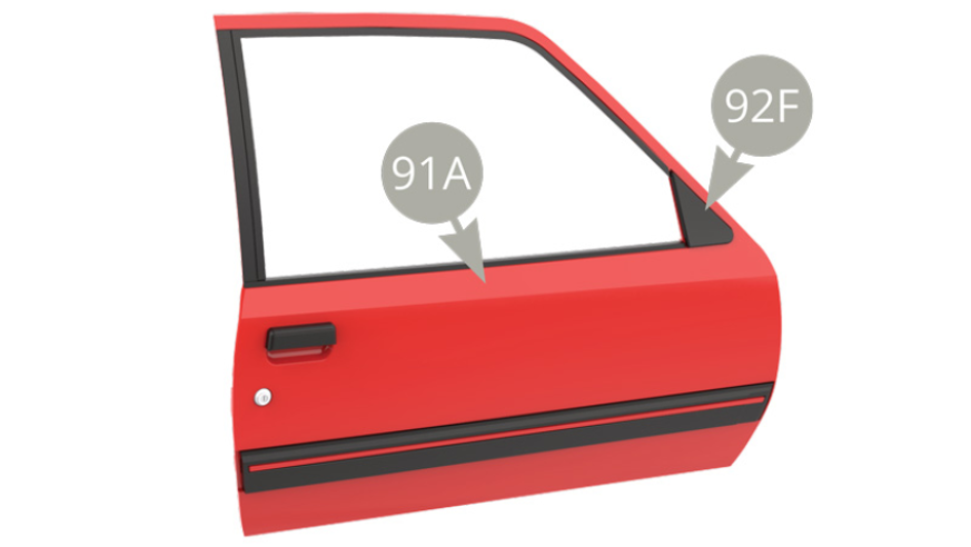 Please note , that if you have chosen to have Right door without Rear view mirror ( illustration above ) , you have to fit 93E Cover to 91A Right door ( illustration below ) .