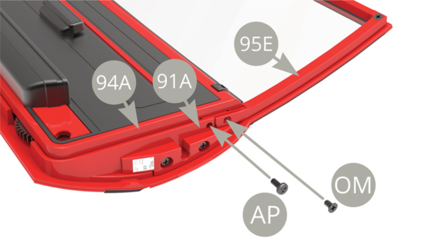 Fix 91A Right door to 94A Right door inner panel with AP screw . Fix the other end of 95E Plank to 91A Right door with OM screw 