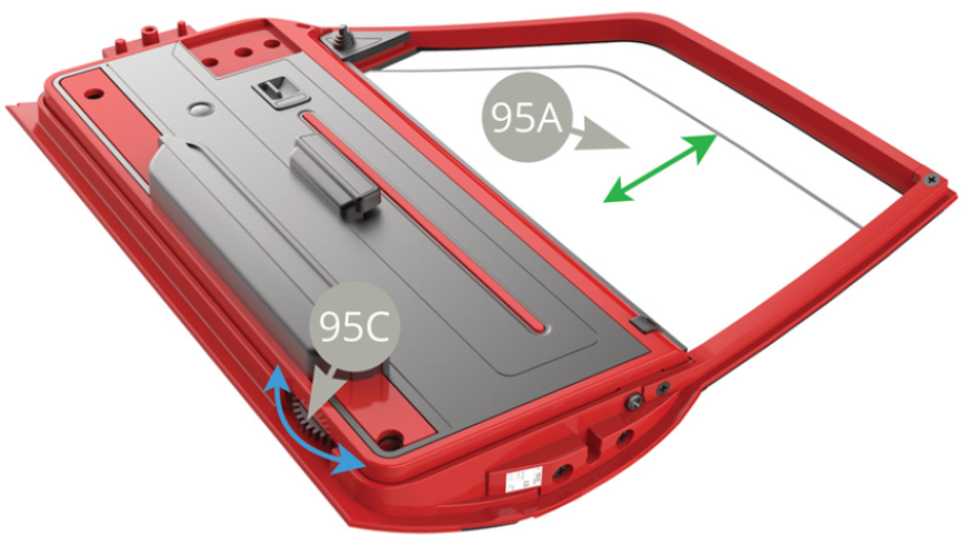 Rotate 95C Small gear ( blue arrow ) with your finger to check lowering and raising 95A Right door glass ( green arrow ).