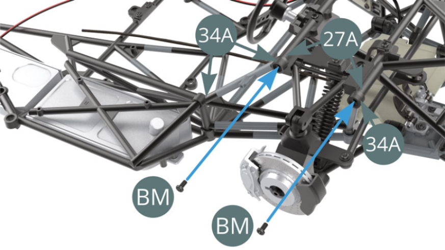 Fixer le châssis 34A sur le cadre du tableau de bord 27A avec deux vis BM.