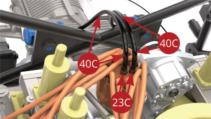 Ligar as extremidades de ambos os Cabos de Alta Tensão (40C) a cada Conector de Cabo da vela de ignição (23C).