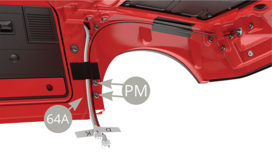 Replace the two screws at the bottom of the left and right inside of the 64A body with the new PM screws provided (see illustrations below). 