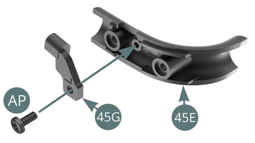 Positionner le support 45G sur la conduite 45E et le fixer avec une vis AP.