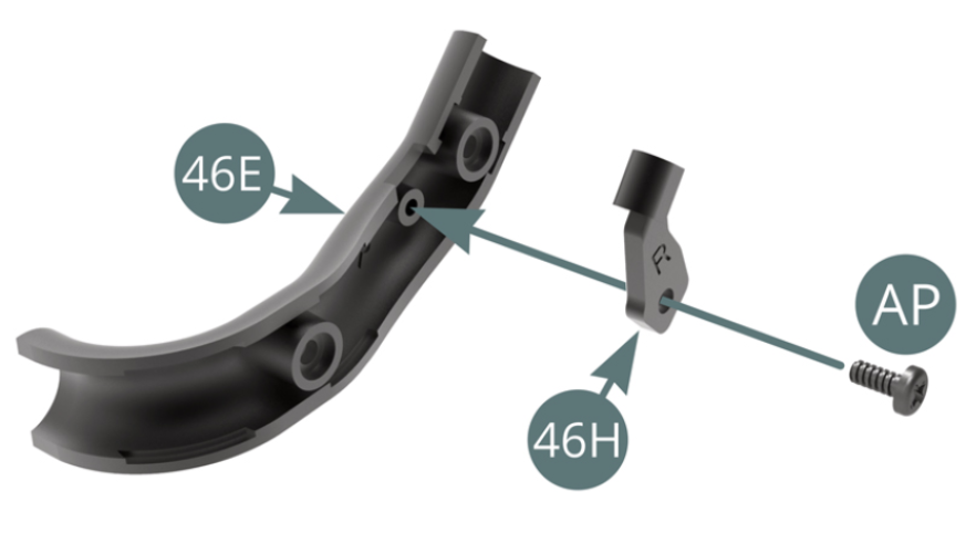 Montare la staffa (46H) sulla linea (46E) e fissarla con una vite AP.