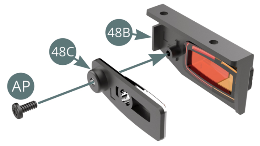 Monta el Reflector (48C) en la Carcasa de la luz trasera izquierda (48B) y fíjalo con un tornillo AP.