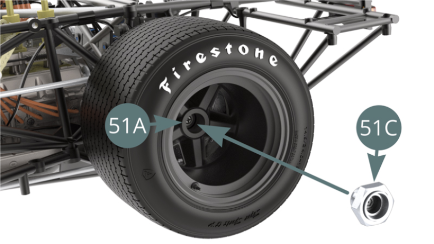 Encaja la Cubierta del buje (51C) en la Llanta exterior (51A).