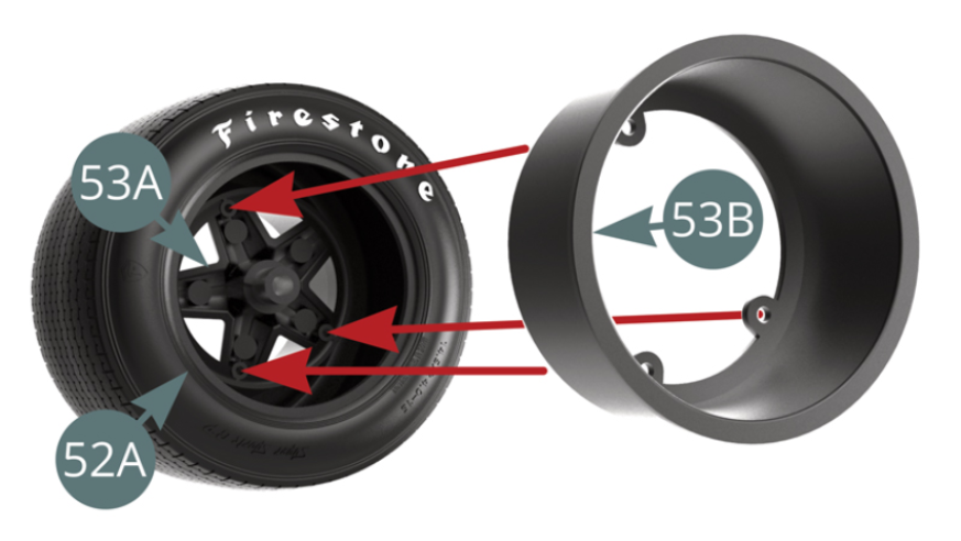 Position the inner rim (53B) on the other side of the tyre, aligning correctly the three fixing points