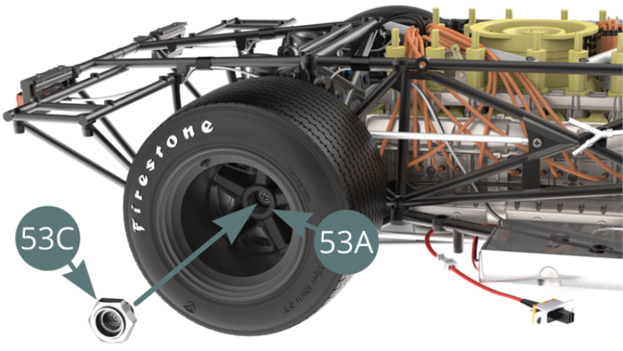 Position the hub cap (53C) on the outer rim (53A).