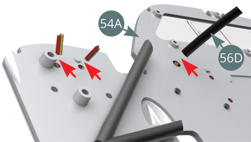 Flush cut the wires (red arrows) protruding from the other side of the cabin’s partition (54A) - silver side.
