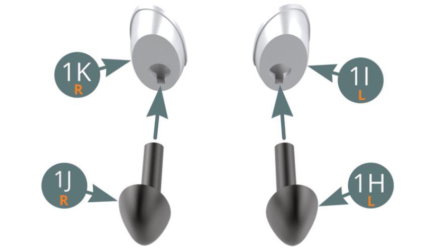 Position the rubbers (1H and 1J) respectively on the left (1I) and right (1K) bumper stops - shown above.