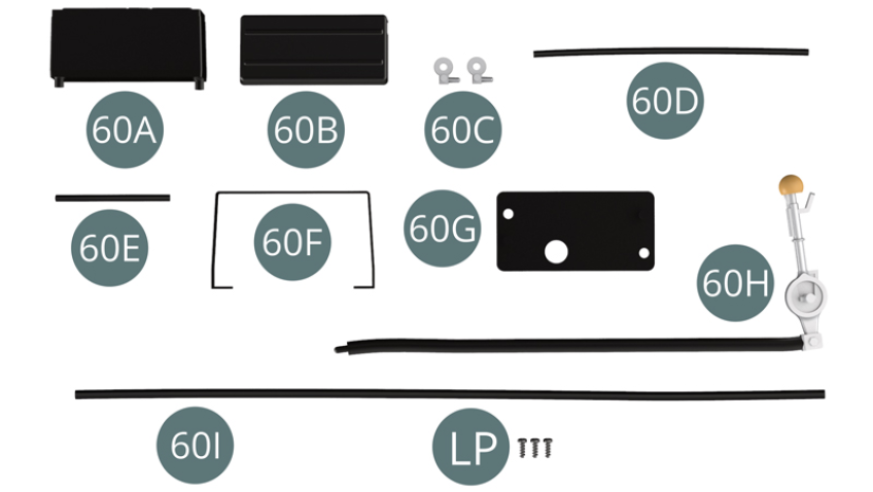 60A Batteria60B Coperchio della batteria60C Terminale batteria (x 2)60D Cavo della batteria60E Cavo della batteria60F Cinghia60G Staffa per batteria60H Leva del cambio con asta del cambio60I Asta del cambioVite LP M 1,2 x 3,5 mm (x 3)