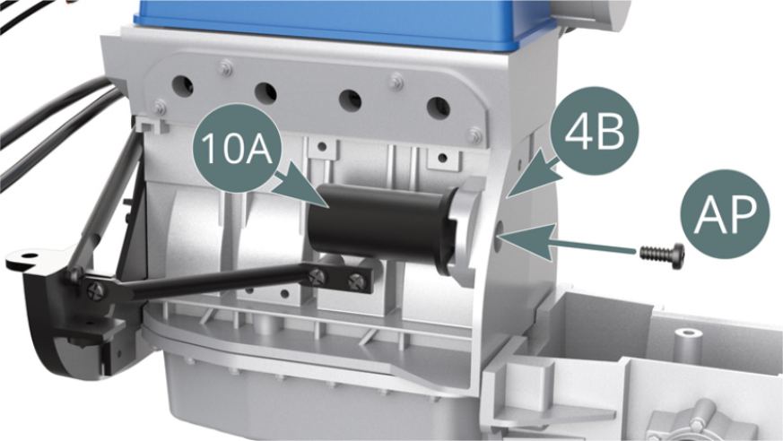 Position the starter (10A) to the right hand engine block (4B) and secure with an AP screw. 