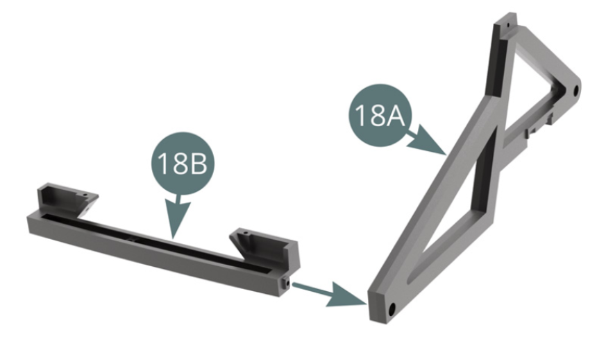 Position the lower cross member (18B) on the right frame (18A) and secure it with a KP screw (shown above).