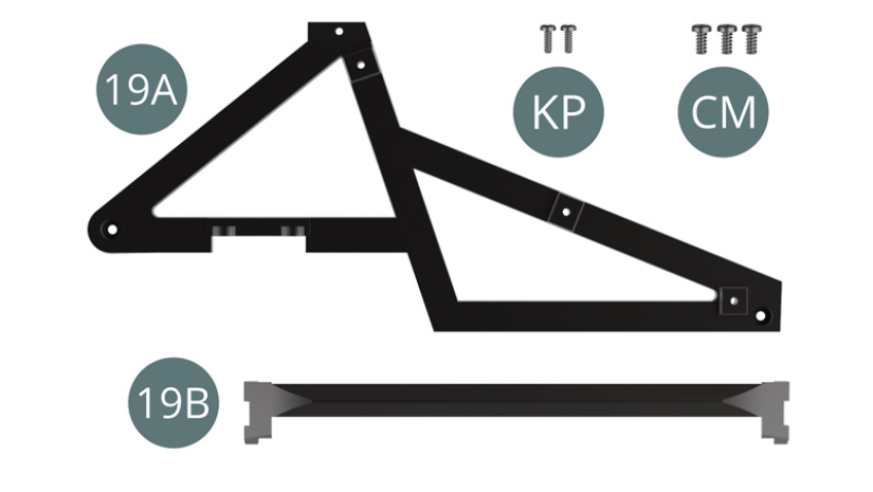 19A Cadre gauche19B Traverse supérieureCM Vis M 2,0 x 4 mm (x 3)KP Vis M 1,4 x 4 mm (x 2)