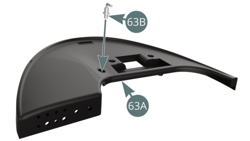 Adaptar a Alavanca (63B) ao Painel de Instrumentos (63A). Desligar o interruptor de arranque (63C) do seu suporte. 