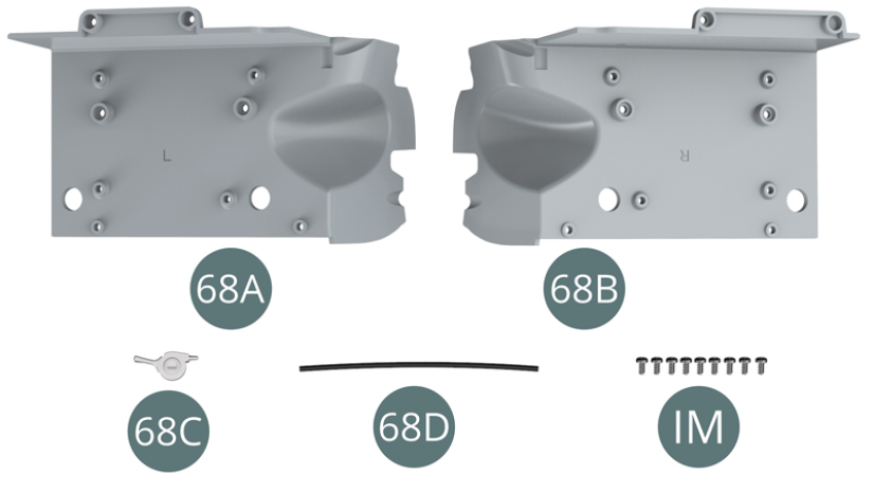 68A Caisson de cockpit gauche68B Caisson de cockpit droit68C Frein à main68D Câble de frein à mainIM Vis M 1,7 x 3,5 mm (x 9)