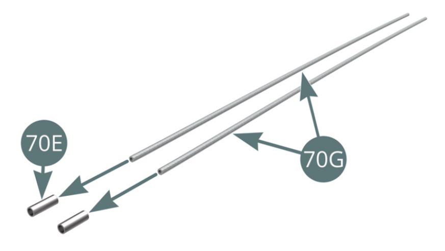 Positionner les deux raccords 70E sur les deux conduites d’essence blindées 70G.