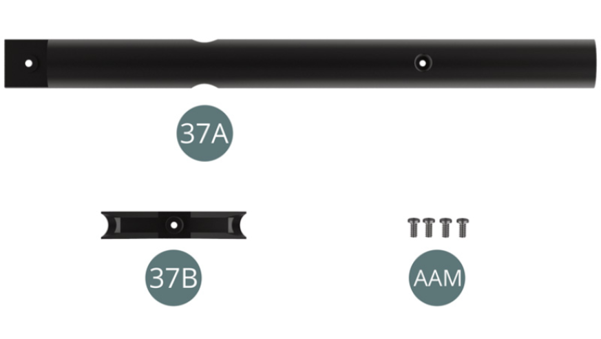 37A Barra central do chassis  37B Placa de reforço  Parafuso AAM M 2,3 x 5 mm (x 4)