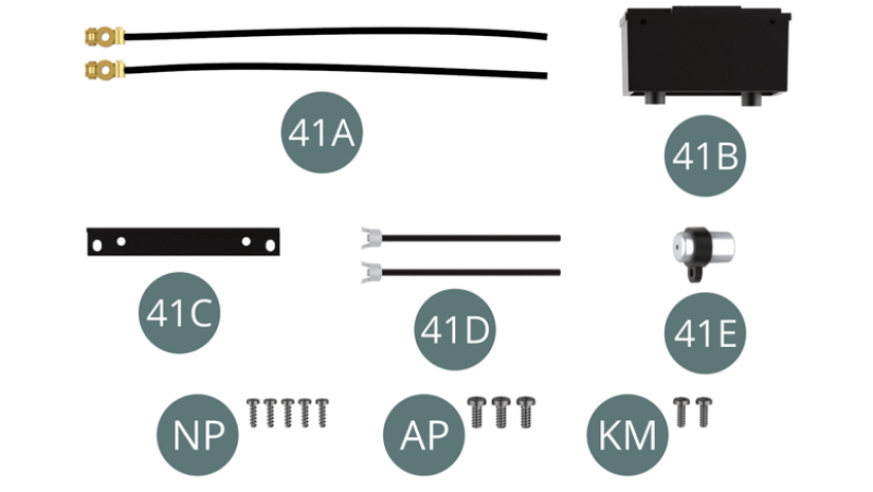 41A Hochspannungskabel mit Anschlussklemme41B Batterie41C Haltelasche41D Befestigungsstange41E ReservoirSchraube NP M 1,2 x 4 mm (x 5) Schraube AP M 1,7 x 4 mm (x 3) Schraube KM M 1,4 x 4 mm (x 2)