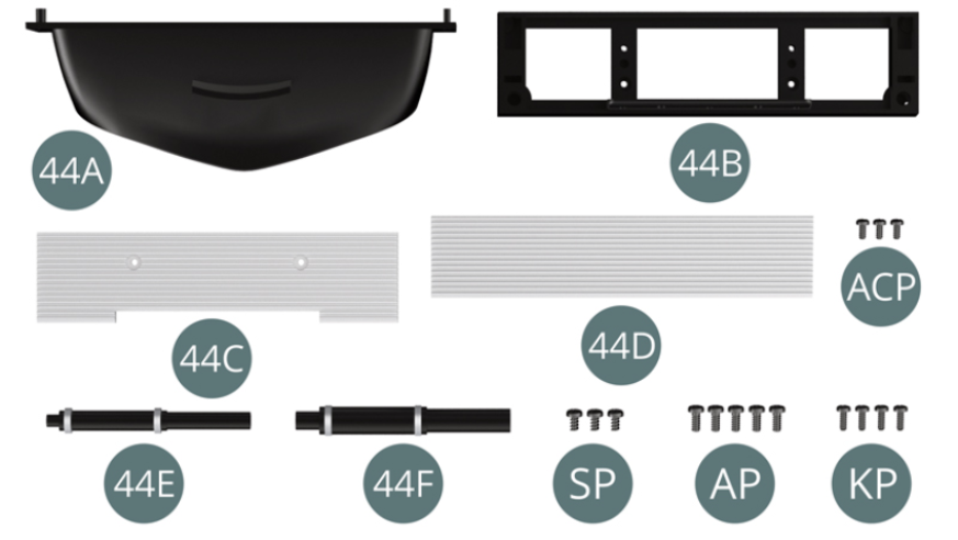 44A Capot de radiateur44B Cadre de radiateur44C Grille arrière44D Grille avant44E Durite d’eau44F Durite d’eauACP Vis M 1,4 x 3 mm (x 3)SP Vis M 1,7 x 3 mm (x 3)AP Vis M 1,7 x 4 mm (x 5)KP Vis M 1,4 x 4 mm (x 4)