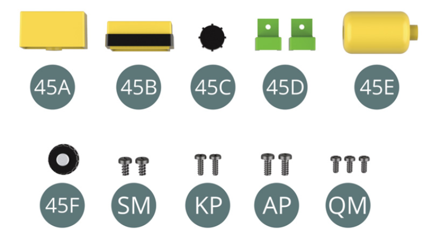 45A Washer fluid tank base 45B Washer fluid tank top 45C Cap 45D Fuse box (x 2) 45E Expansion tank 45F Cap Screw SM M 1.7 x 3 mm (x 2) Screw KP M 1.4 x 4 mm (x 2) Screw AP M 1.7 x 4 mm (x 2) Screw QM M 1.4 x 3 mm (x 3)