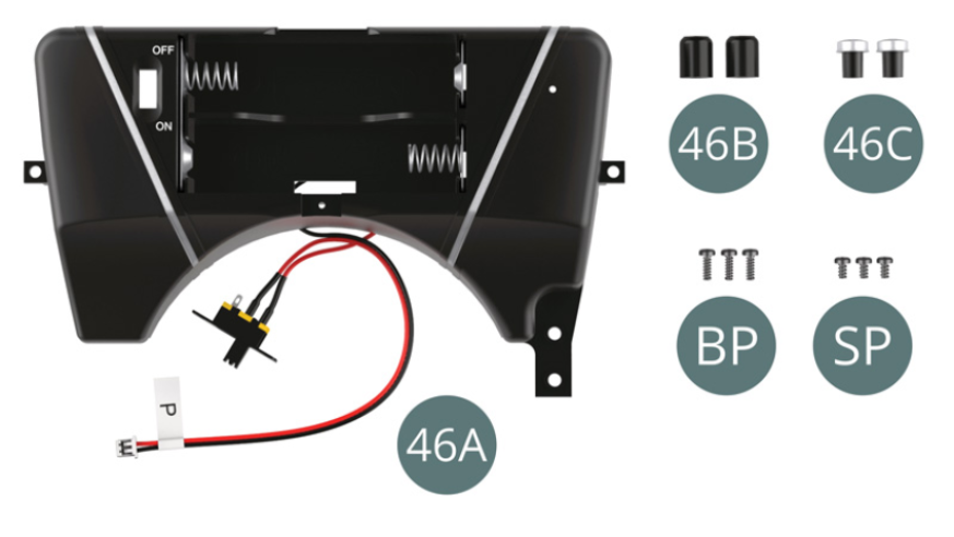 46A Fuel tank 46B Brake fluid tank (x 2) 46C Brake fluid tank cap (x 2) Screw BP M 1.7 x 5 mm (x 3) Screw SP M 1.7 x 3 mm (x 3)