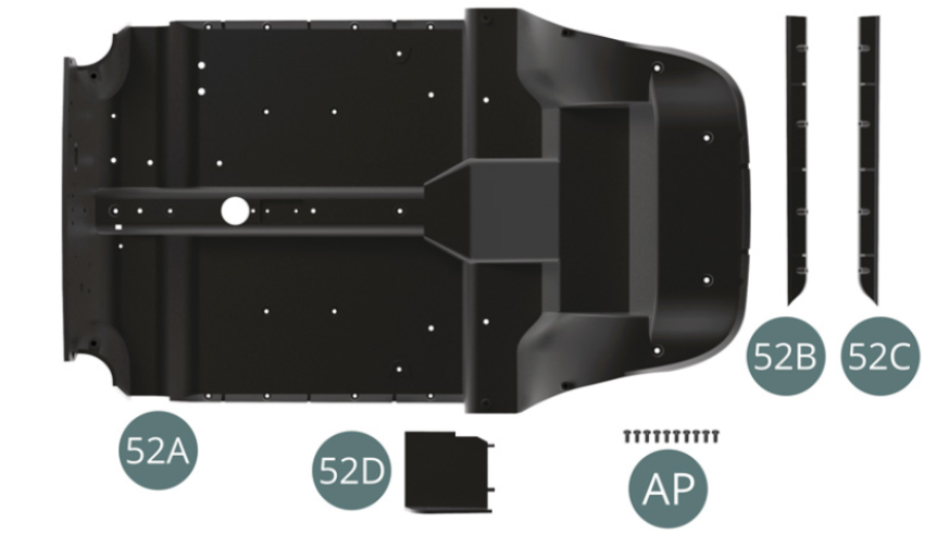 52A Cabin floor 52B Left lateral edge 52C Right lateral edge 52D Bulkhead Screw AP M 1.7 x 4 mm (x 10) 