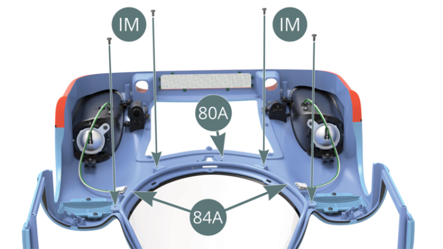 Fissare il roll bar superiore (84A) alla carrozzeria (80A) con altre quattro viti IM.