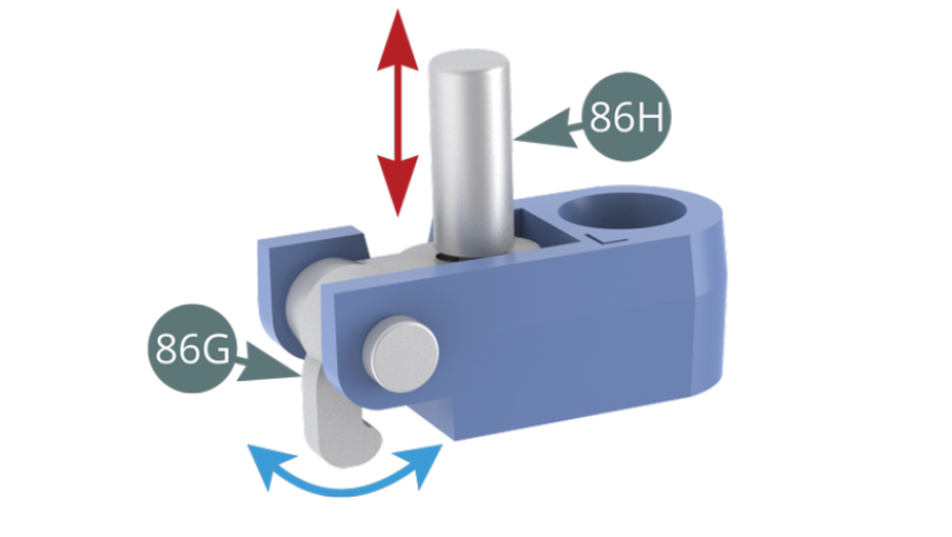 Appuyer sur le bouton de déverrouillage 86H pour vérifier que le loquet 86G bascule.