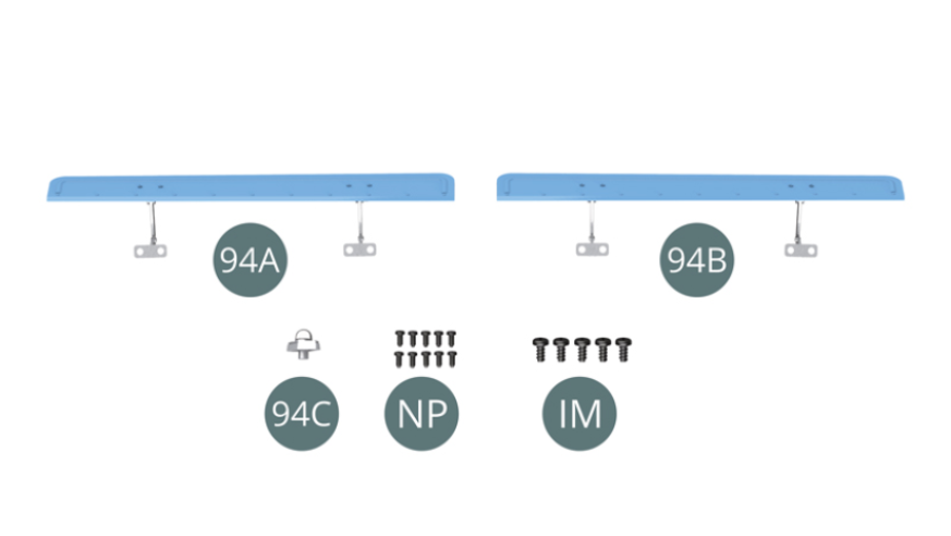 94A Déflecteur gauche (L)94B Déflecteur droit (R)94C Feu de capot arrièreNP Vis M 1,2 x 2,5 mm (x 10)IM Vis M 1,7 x 3,5 mm (x 5)