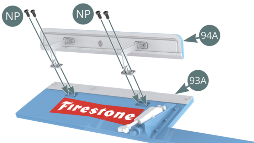 Positionner le déflecteur gauche 94A sur le panneau de capot arrière 93A et le fixer avec quatre vis NP.Positionner le déflecteur droit 94B sur le panneau de capot arrière 93A et le fixer avec quatre vis NP.