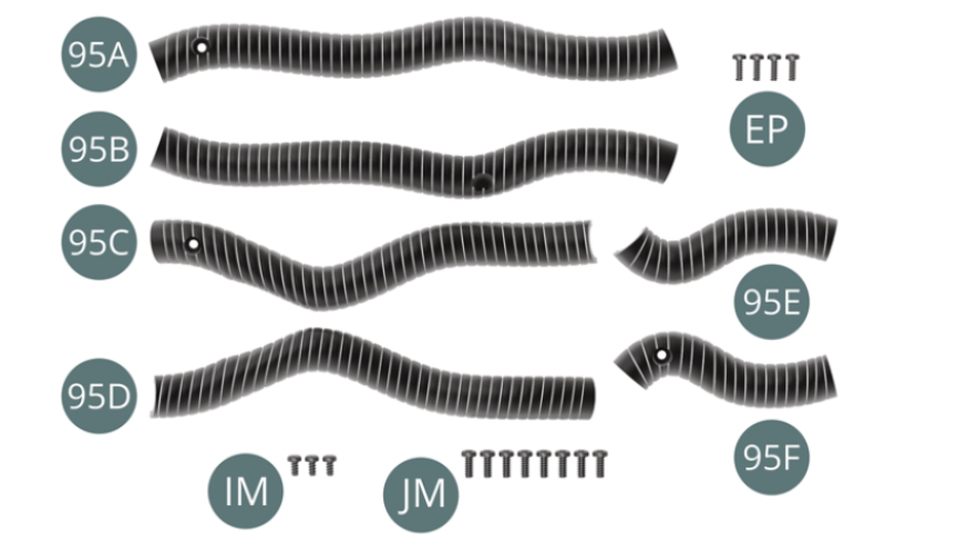 95A Demi-gaine de ventilation gauche95B Demi-gaine de ventilation gauche95C Demi-gaine de ventilation droite95D Demi-gaine de ventilation droite95E Demi-gaine de ventilation droite95F Demi-gaine de ventilation droiteEP Vis M 1,7 x 5 mm (x 4)IM Vis M 1,7 x 3,5 mm (x 3)JM Vis M 2,0 x 5 mm (x 8)