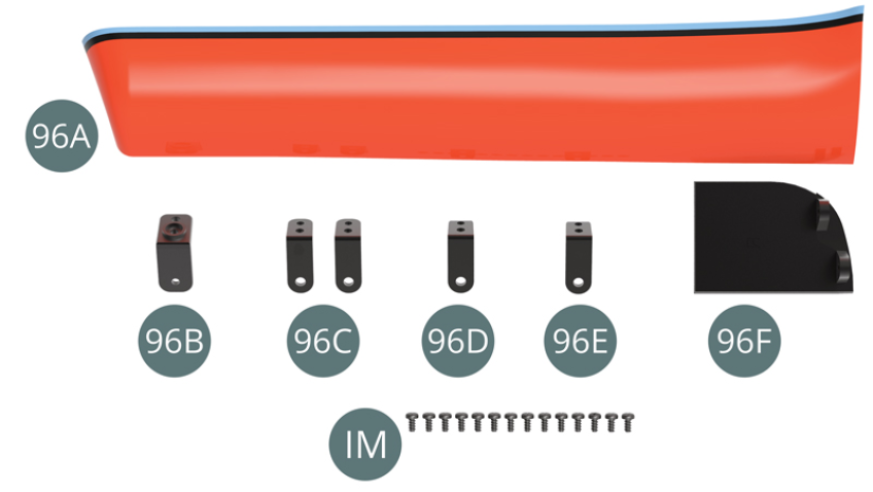 96A Bas de caisse gauche96B Support supérieur96C Support #1 (x 2)96D Support #296E Support #396F Panneau avantIM Vis M 1,7 x 3,5 mm (x 14)