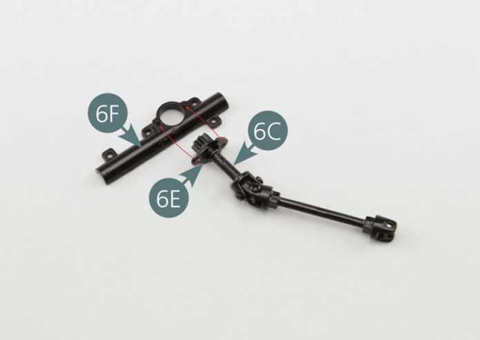 Position the flange (6E) on the rack half-column (6F) and secure it with two SM screws.