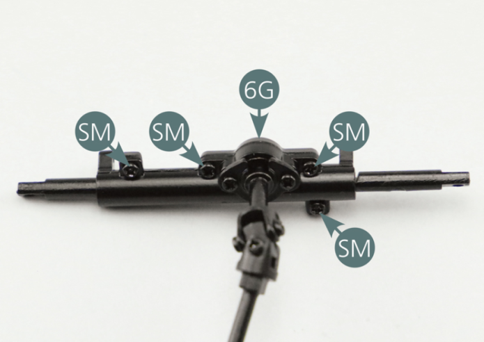 Position the steering rack column half (6G) on the steering rack column half (6F) including the steering rack (6D) and secure it with four SM screws.