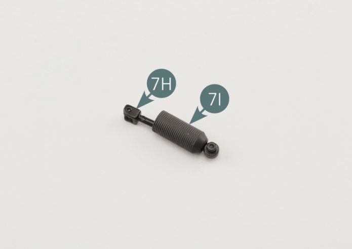 Slide the steering tie rod (7H) into the bellow (7I) and secure to the steering rack (6D) using a WM screw. Slide the bellow (7I) to cover the end of the steering rack.