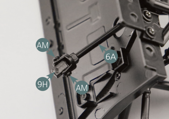 Position the universal joint (9H) on the steering intermediate shaft (6A) and secure it with two AM screws.